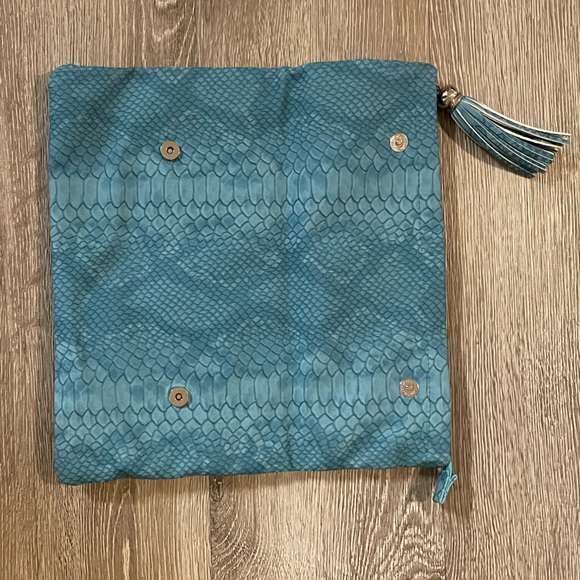 A Twelve NYC Blue Turquoise Faux Suede Clutch MADE Exclusively for Bloomingdales - Picture 7 of 11